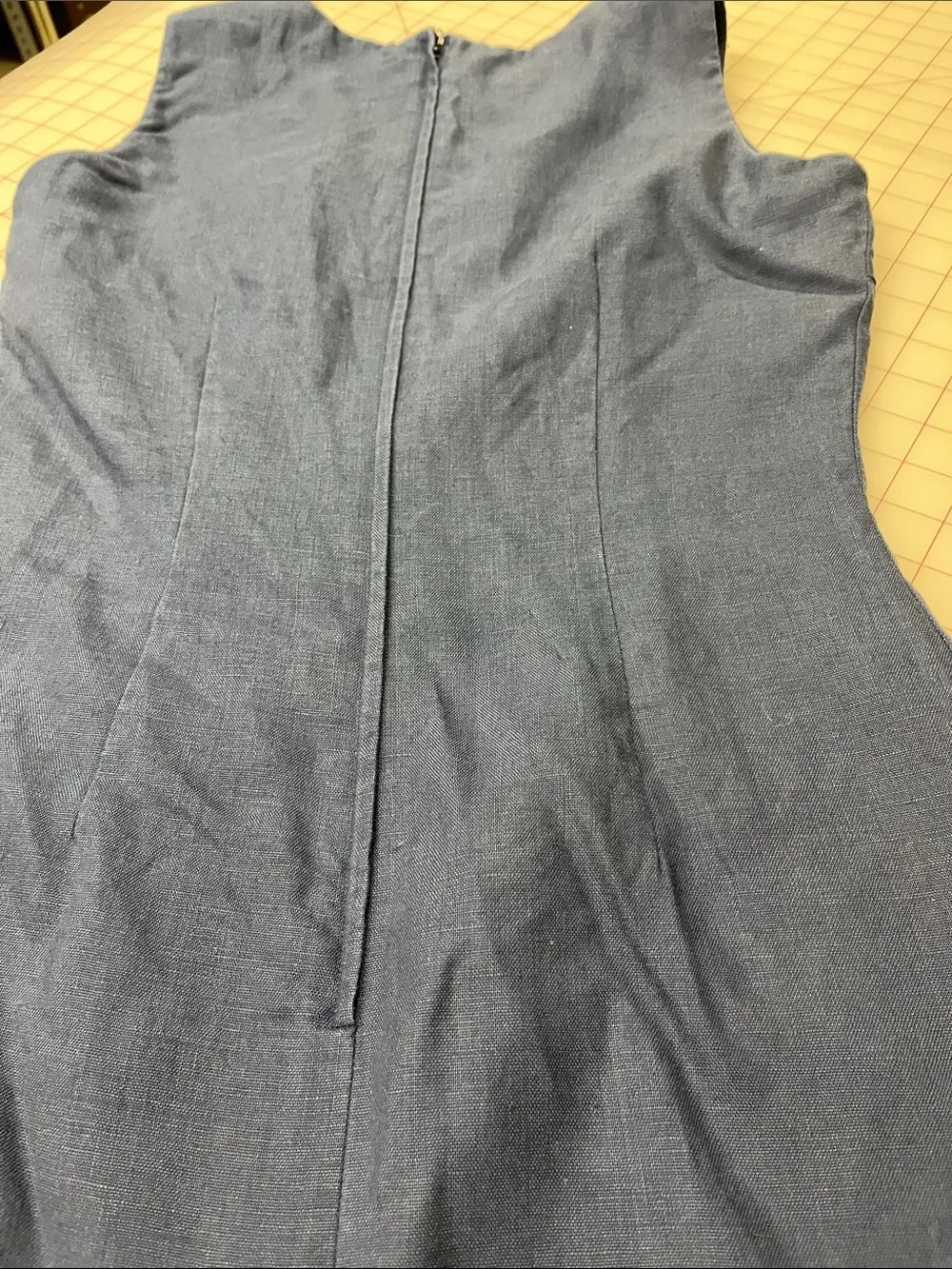 TALBOTS VINTAGE Career Classic 100% Linen Sleeveless Navy Sheath Dress SZ 8